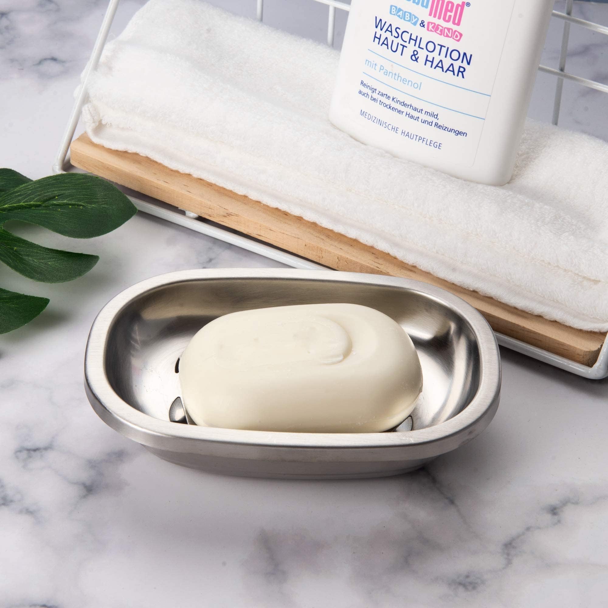 Imeea Silver Soap Dish Sus304 Stainless Steel Brushed Soap Dish With Drain Bathroom Soap Holder